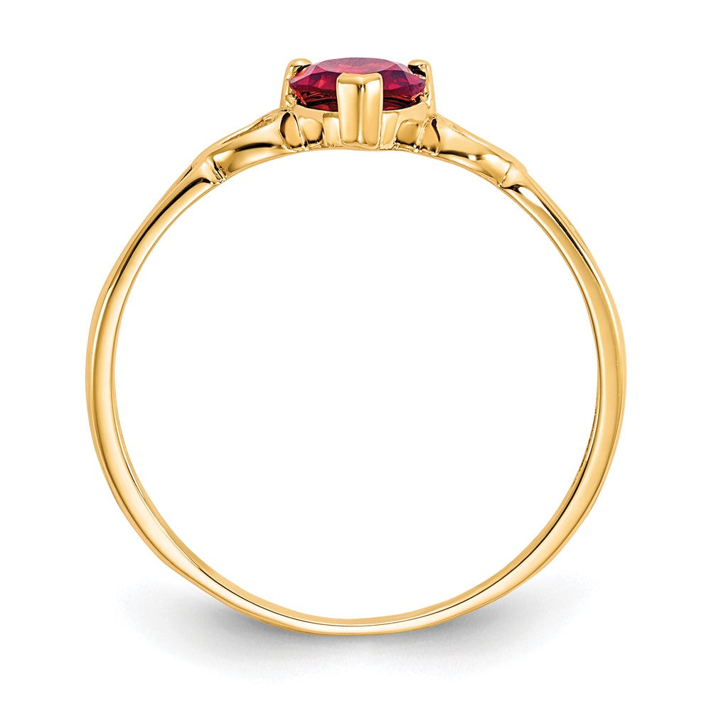10k Polished 5mm Heart Genuine January/ Garnet Birthstone Size 7 Ring