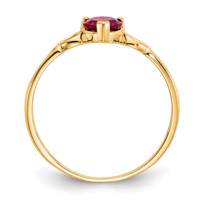 10k Polished 5mm Heart Genuine January/ Garnet Birthstone Size 7 Ring