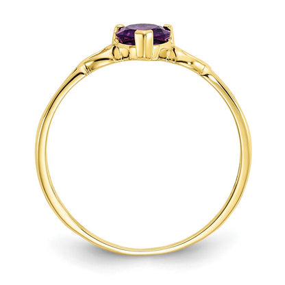 10k Polished 5mm Heart Genuine February/ Amethyst Birthstone Size 7 Ring
