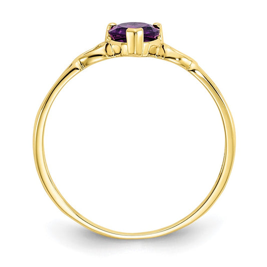 10k Polished 5mm Heart Genuine February/ Amethyst Birthstone Size 7 Ring