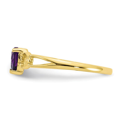 10k Polished 5mm Heart Genuine February/ Amethyst Birthstone Size 7 Ring