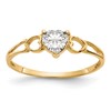 10k Polished 5mm Heart Genuine April/ White Topaz Birthstone Size 7 Ring