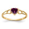 10k Polished 5mm Heart Genuine June/ Rhodolite Garnet Birthstone Size 7 Ring