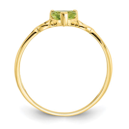 10k Polished 5mm Heart Genuine August/ Peridot Birthstone Size 7 Ring