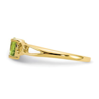 10k Polished 5mm Heart Genuine August/ Peridot Birthstone Size 7 Ring