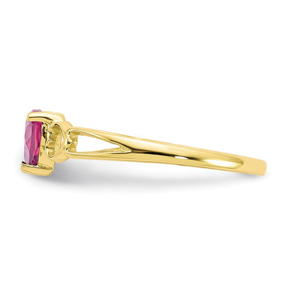 10k Polished 5mm Heart Genuine October/ Pink Tourmaline Birthstone Size 7 Ring
