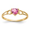 10k Polished 5mm Heart Genuine October/ Pink Tourmaline Birthstone Size 7 Ring