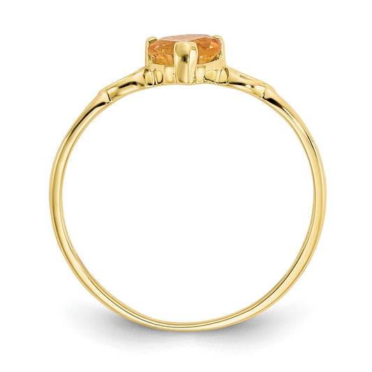 10k Polished 5mm Heart Genuine November/ Citrine Birthstone Size 7 Ring