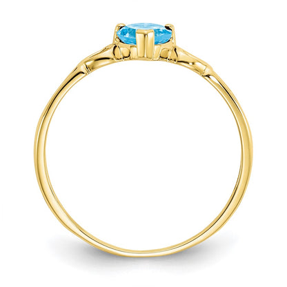 10k Polished 5mm Heart Genuine December/ Blue Topaz Birthstone Size 7 Ring