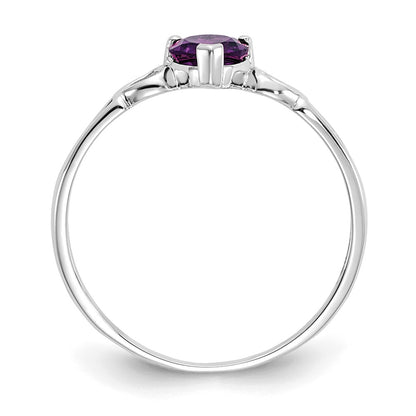 10k White Gold Polished 5mm Heart Genuine February/ Amethyst Birthstone Size 7 Ring