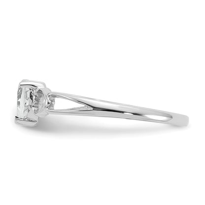 10k White Gold Polished 5mm Heart Genuine April/ White Topaz Birthstone Size 7 Ring