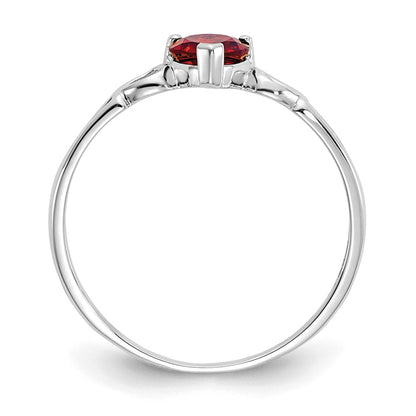 10k White Gold Polished 5mm Heart Genuine June/ Rhodolite Garnet Birthstone Size 7 Ring