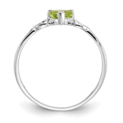 10k White Gold Polished 5mm Heart Genuine August/ Peridot Birthstone Size 7 Ring