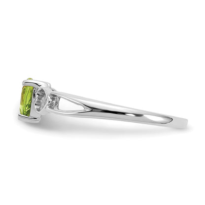 10k White Gold Polished 5mm Heart Genuine August/ Peridot Birthstone Size 7 Ring