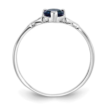 10k White Gold Polished 5mm Heart Genuine September/ Sapphire Birthstone Size 7 Ring