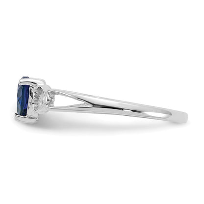 10k White Gold Polished 5mm Heart Genuine September/ Sapphire Birthstone Size 7 Ring