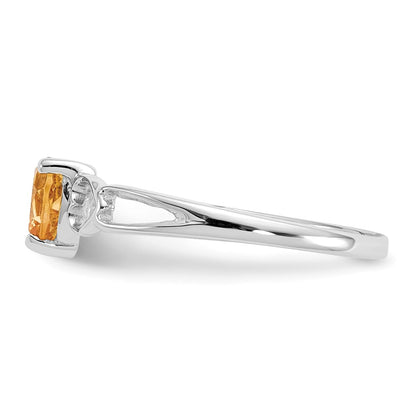 10k White Gold Polished 5mm Heart Genuine November/ Citrine Birthstone Size 7 Ring