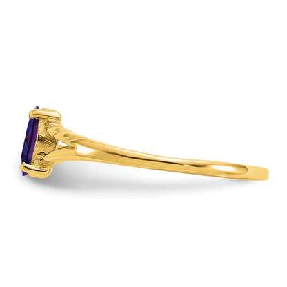10k Polished 6x3mm Marquise Genuine February/ Amethyst Birthstone Size 7 Ring