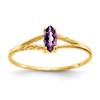 10k Polished 6x3mm Marquise Genuine February/ Amethyst Birthstone Size 7 Ring
