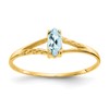 10k Polished 6x3mm Marquise Genuine March/ Aquamarine Birthstone Size 7 Ring