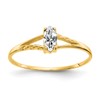 10k Polished 6x3mm Marquise Genuine April/ White Topaz Birthstone Size 7 Ring
