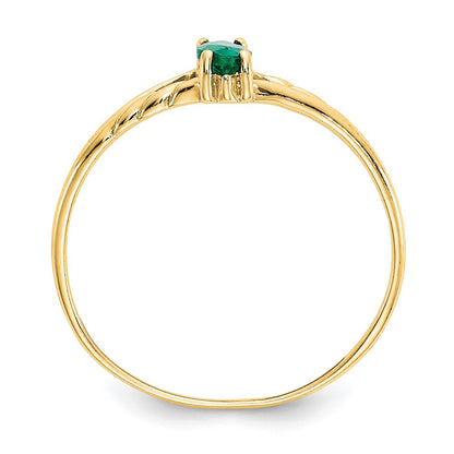 10k Polished 6x3mm Marquise Genuine May/ Emerald Birthstone Size 7 Ring
