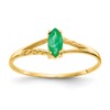 10k Polished 6x3mm Marquise Genuine May/ Emerald Birthstone Size 7 Ring