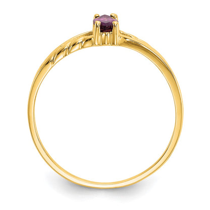 10k Polished 6x3mm Marquise Genuine June/ Rhodolite Garnet Birthstone Size 7 Ring