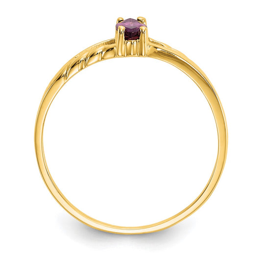 10k Polished 6x3mm Marquise Genuine June/ Rhodolite Garnet Birthstone Size 7 Ring