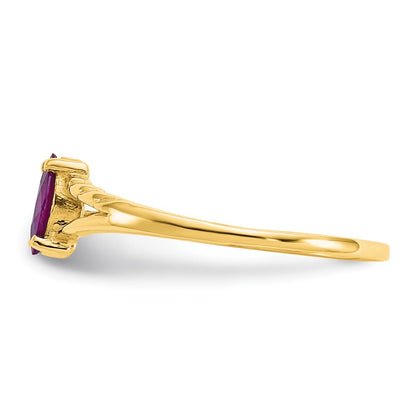 10k Polished 6x3mm Marquise Genuine June/ Rhodolite Garnet Birthstone Size 7 Ring
