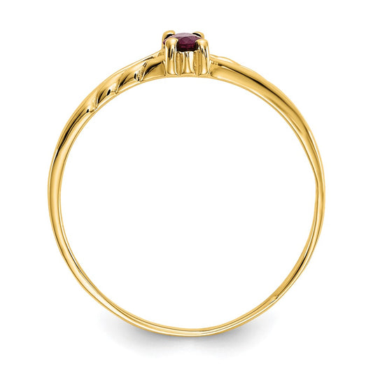 10k Polished 6x3mm Marquise Genuine July/ Ruby Birthstone Size 7 Ring