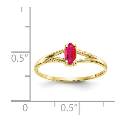 10k Polished 6x3mm Marquise Genuine July/ Ruby Birthstone Size 7 Ring