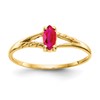 10k Polished 6x3mm Marquise Genuine July/ Ruby Birthstone Size 7 Ring