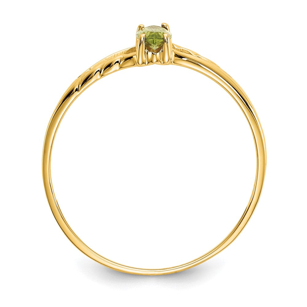 10k Polished 6x3mm Marquise Genuine August/ Peridot Birthstone Size 7 Ring