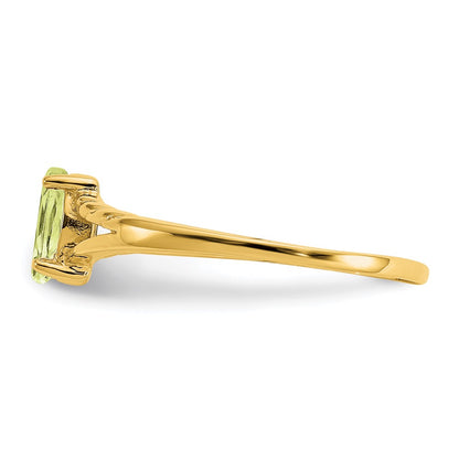 10k Polished 6x3mm Marquise Genuine August/ Peridot Birthstone Size 7 Ring