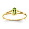 10k Polished 6x3mm Marquise Genuine August/ Peridot Birthstone Size 7 Ring