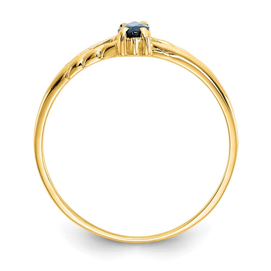10k Polished 6x3mm Marquise Genuine September/ Sapphire Birthstone Size 7 Ring