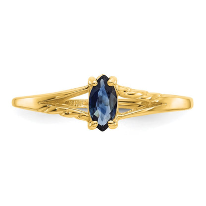 10k Polished 6x3mm Marquise Genuine September/ Sapphire Birthstone Size 7 Ring