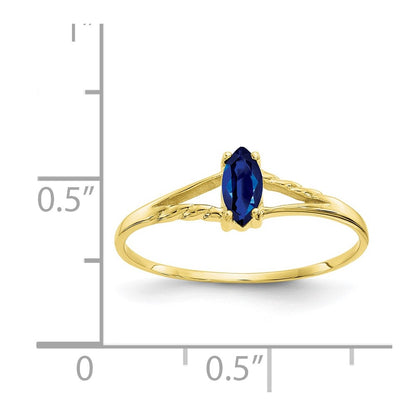 10k Polished 6x3mm Marquise Genuine September/ Sapphire Birthstone Size 7 Ring