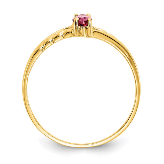 10k Polished 6x3mm Marquise Genuine October/ Pink Tourmaline Birthstone Size 7 Ring