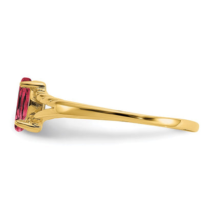 10k Polished 6x3mm Marquise Genuine October/ Pink Tourmaline Birthstone Size 7 Ring