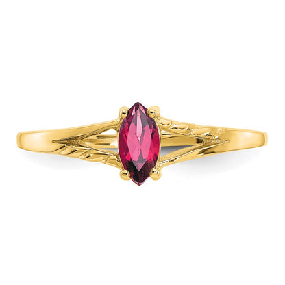 10k Polished 6x3mm Marquise Genuine October/ Pink Tourmaline Birthstone Size 7 Ring