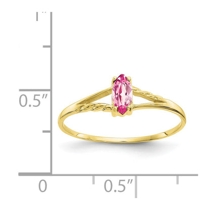 10k Polished 6x3mm Marquise Genuine October/ Pink Tourmaline Birthstone Size 7 Ring