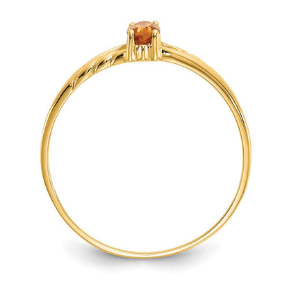 10k Polished 6x3mm Marquise Genuine November/ Citrine Birthstone Size 7 Ring