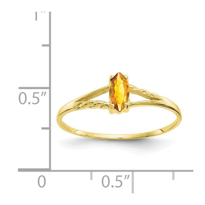 10k Polished 6x3mm Marquise Genuine November/ Citrine Birthstone Size 7 Ring