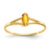 10k Polished 6x3mm Marquise Genuine November/ Citrine Birthstone Size 7 Ring