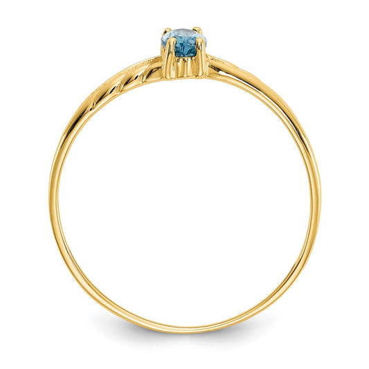 10k Polished 6x3mm Marquise Genuine December/ Blue Topaz Birthstone Size 7 Ring