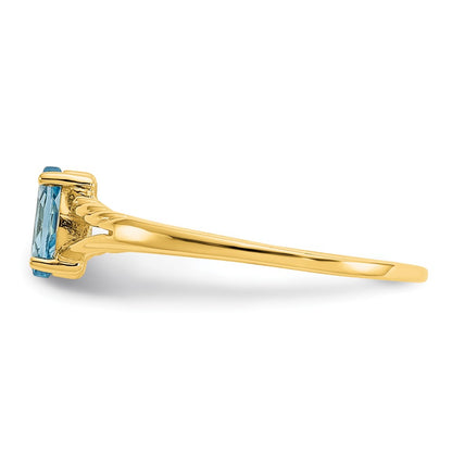 10k Polished 6x3mm Marquise Genuine December/ Blue Topaz Birthstone Size 7 Ring