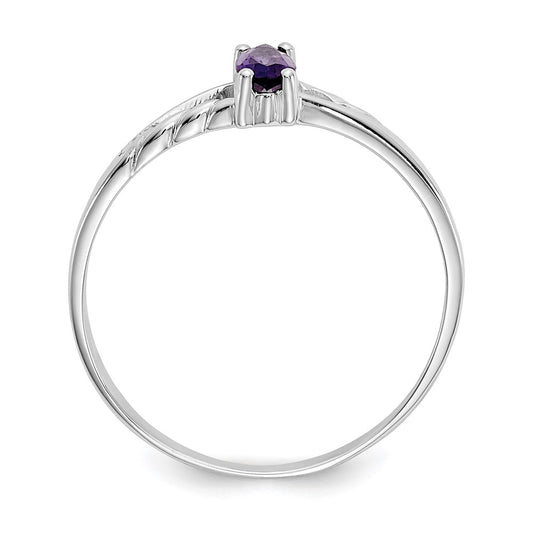 10k White Gold Polished 6x3mm Marquise Genuine February/ Amethyst Birthstone Size 7 Ring