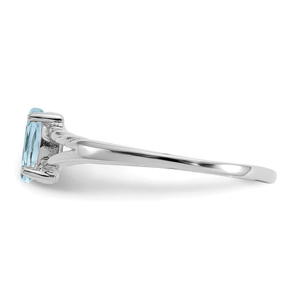 10k White Gold Polished 6x3mm Marquise Genuine March/ Aquamarine Birthstone Size 7 Ring